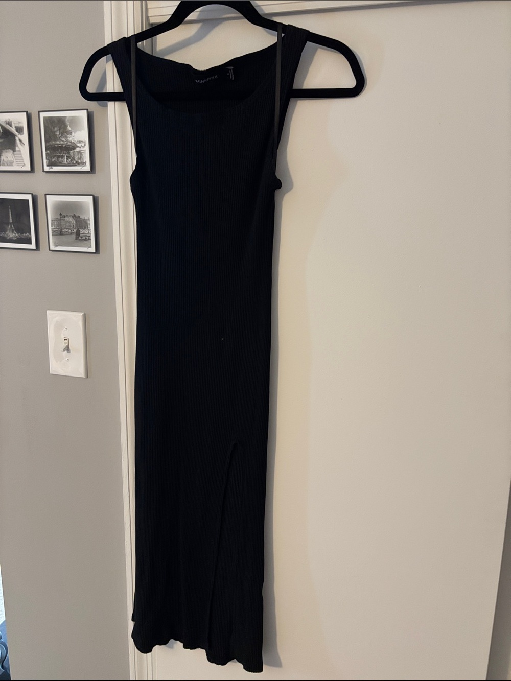 MINKPINK Black Ribbed Tank Midi Dress